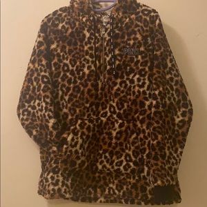 Pink cheetah print pullover fleece